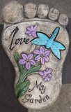 Hand Painted - Plaque Footprint With Dragonfly