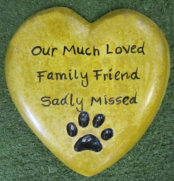 Memorial - Plaque Heart Smooth With Paw Print Indent - Click Image to Close