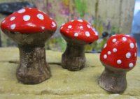 Hand Painted - Statue Mushroom Mini Set Of 3 Small