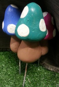 Hand Painted - Staked Mushroom Small