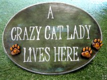 Hand Painted - Plaque A Crazy Cat Lady Lives Here