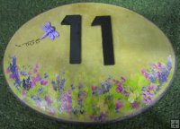 Personalised - House Number Oval Medium With Cottage Flowers And Dragonfly