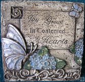 Hand Painted - Plaque Butterflies Joy Grows In Contented Hearts