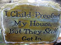Hand Painted - Plaque I Child Proofed My House But They Still Get In