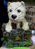 Hand Painted - Statue Dog Westie Welcome