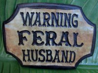 Hand Painted - Plaque Warning Feral Husband