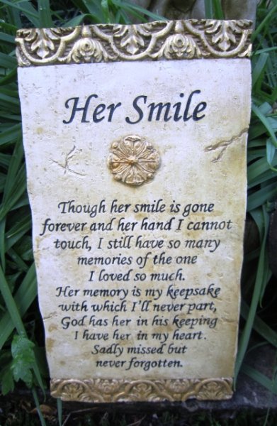 Memorial - Plaque Her Smile Large Rectangle - Click Image to Close