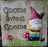 Hand Painted - Plaque Gnome Sweet Gnome Square