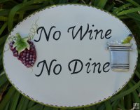 Hand Painted - Plaque No Wine No Dine Oval Large