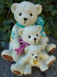 Hand Painted - Statue Teddy Trio Small