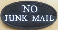 Plaque - No Junk Mail Black