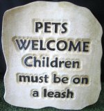 Hand Painted - Plaque Pets Welcome Children Must Be On A Leash