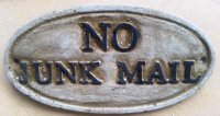 Plaque - No Junk Mail Sandstone