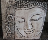 Hand Painted - Plaque Buddha Thai Face Square Left Side
