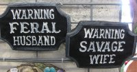 Hand Painted - Plaque Warning Savage Wife