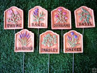 Hand Painted - Stake Herb Small Set Of 8