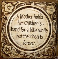 Hand Painted - Plaque A Mother Holds Her Childrens Hand