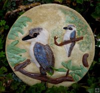 Hand Painted - Plaque Kookaburra's Round