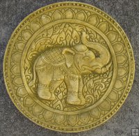 Hand Painted - Plaque Elephant Indian Round