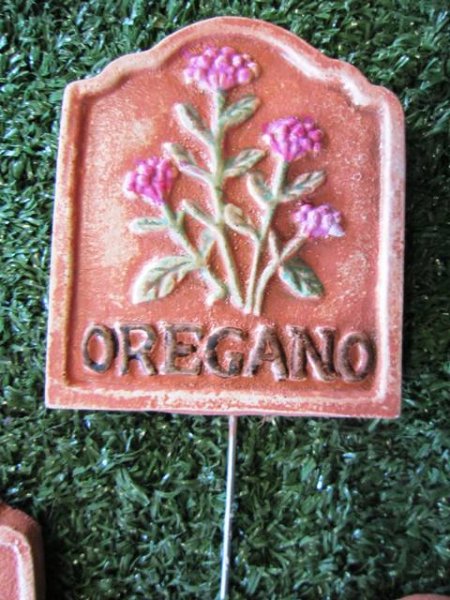 Hand Painted - Stake Herb Small Oregano - Click Image to Close