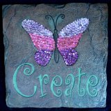 Hand Painted - Plaque Butterfly Create Hand Painted,Sequined,Stoned
